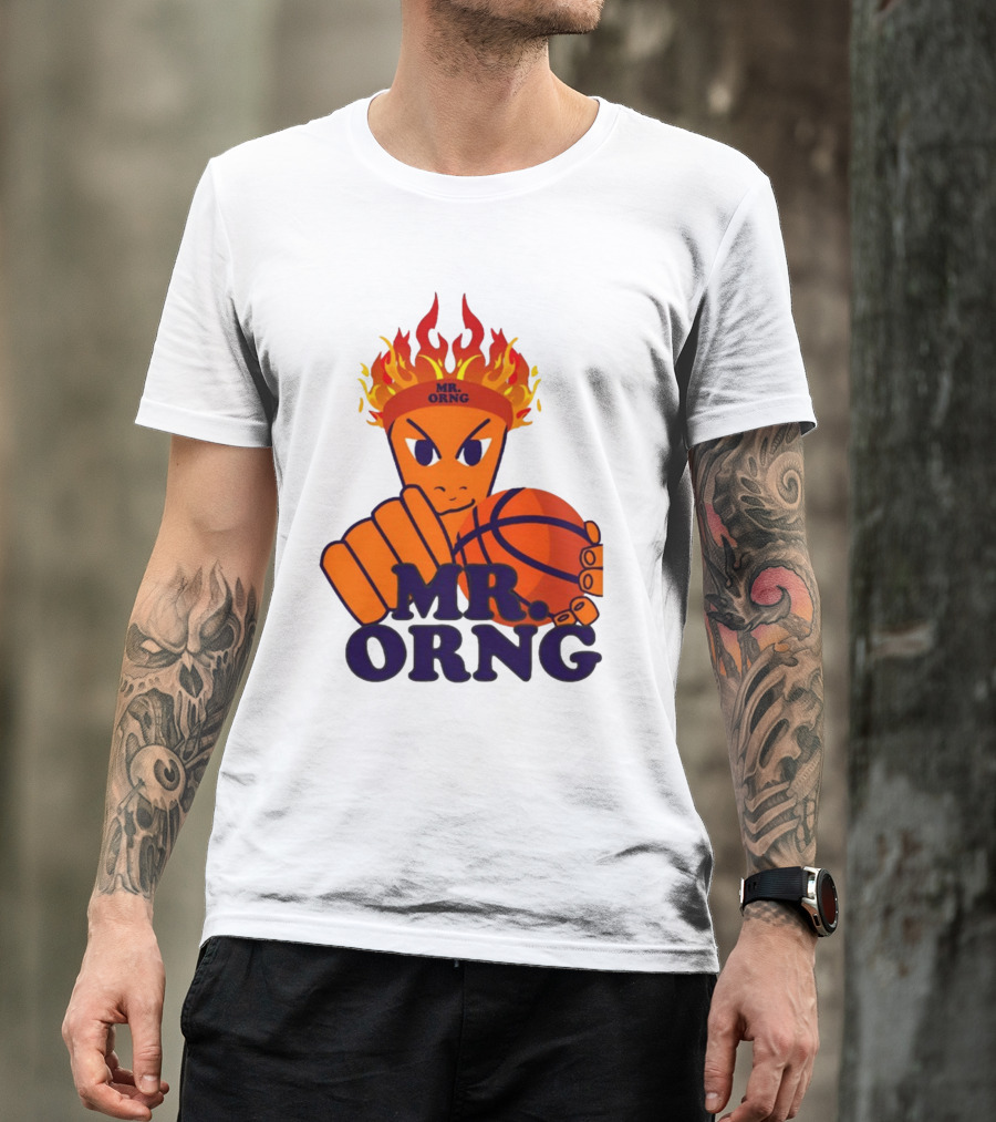 MR ORNG Basketball Flame Fist Character T-Shirt