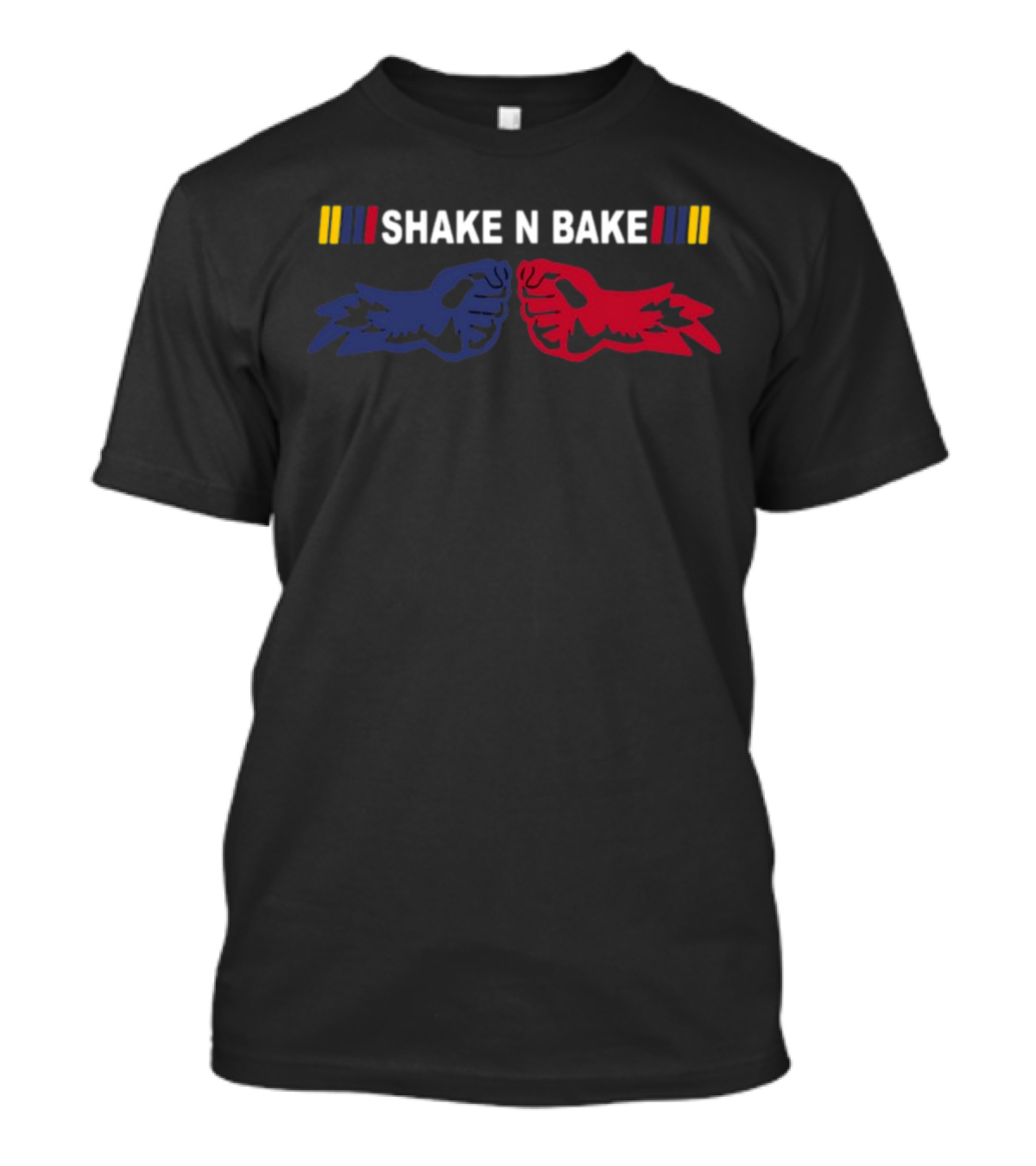 Shake N Bake Racing Fist Bump Blue Red Stripes T-Shirt