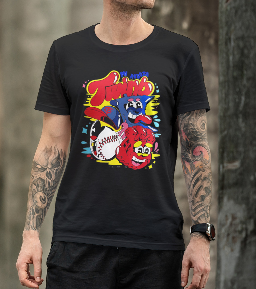 Minnesota Twins Cartoon Characters Baseball Art Evan Weselmann T-Shirt