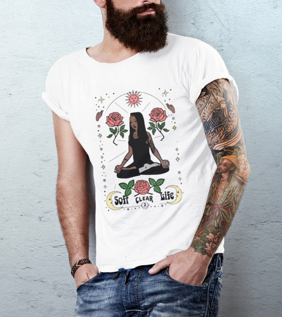 Summer Walker Soft Clear Life Yoga Meditation Roses Moon Sun T-Shirt
