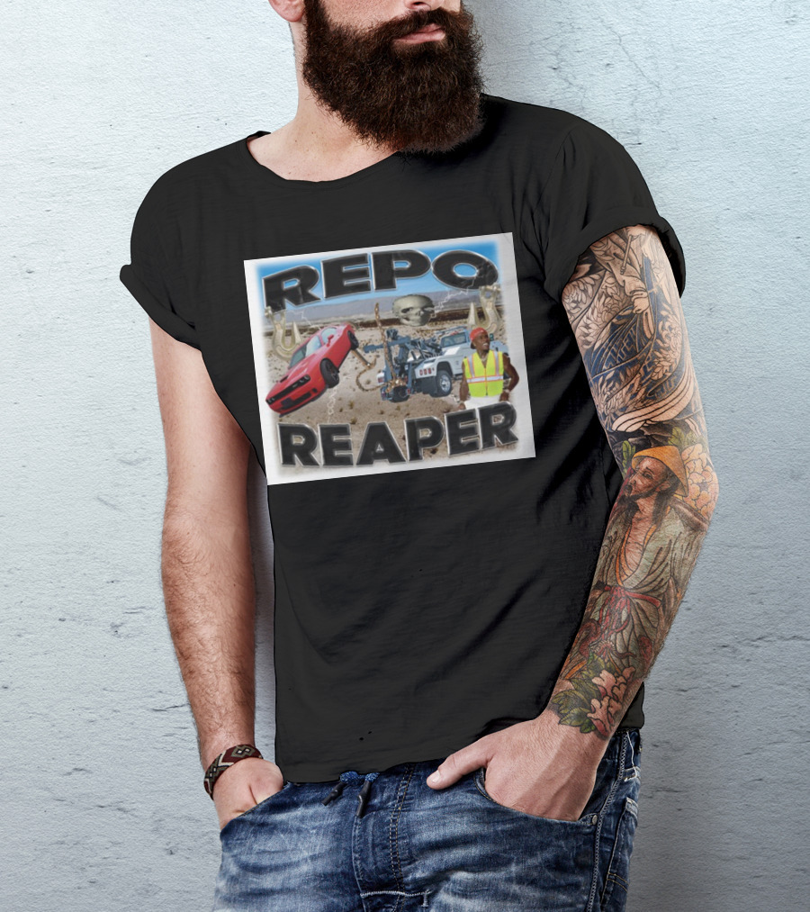 Repo Reaper Desert Adventure With Muscle Car And Tow Truck T-Shirt