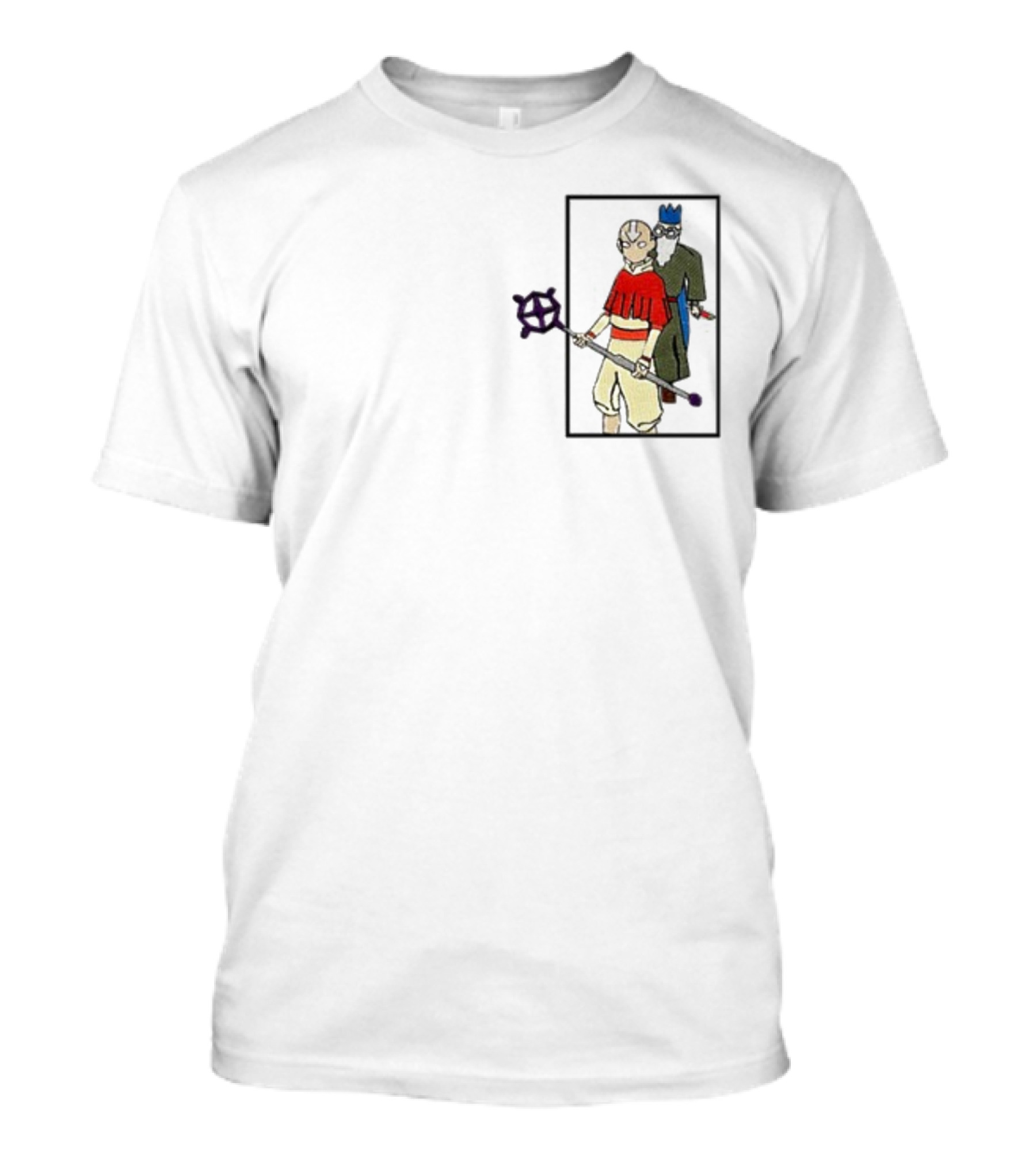 Avatar Aang And Wise Old Man With King Hat And Purple Staff T-Shirt