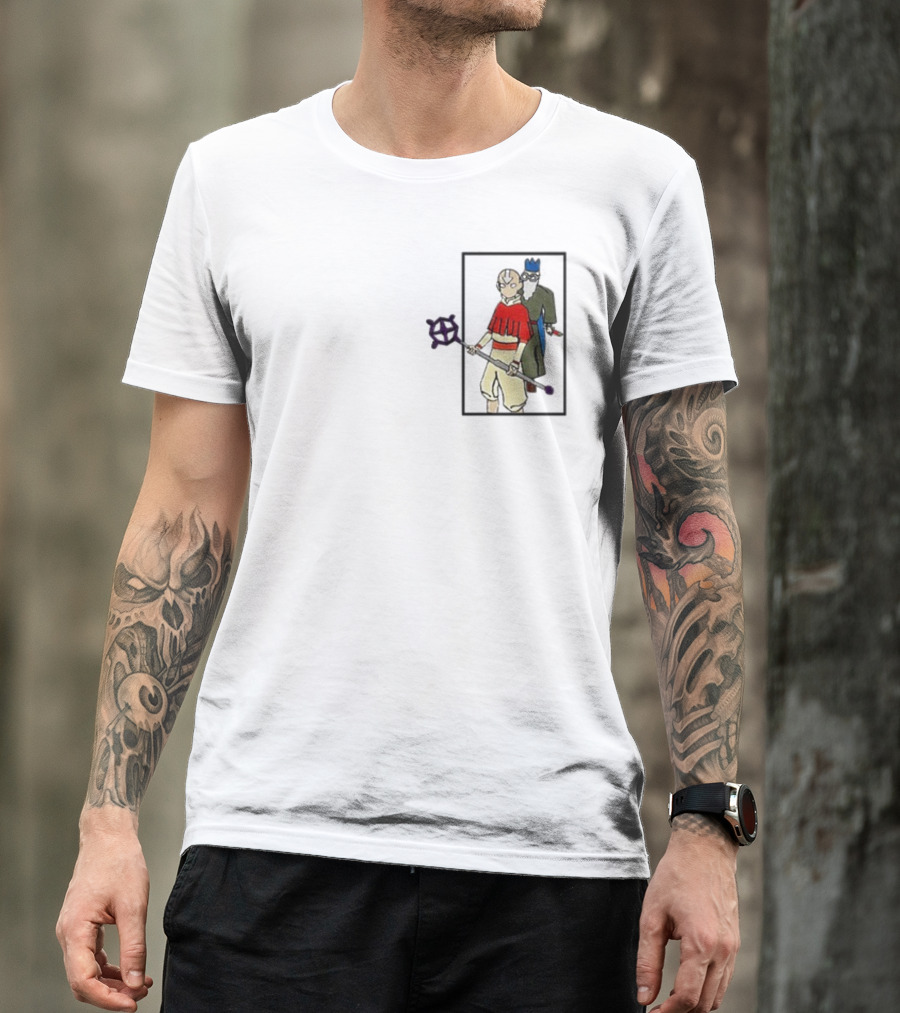 Avatar Aang And Wise Old Man With King Hat And Purple Staff T-Shirt