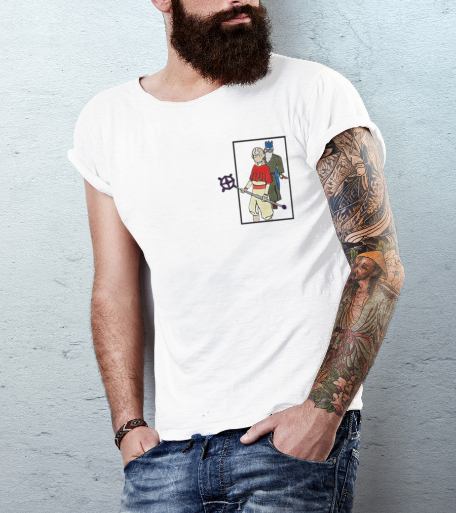Avatar Aang And Wise Old Man With King Hat And Purple Staff T-Shirt