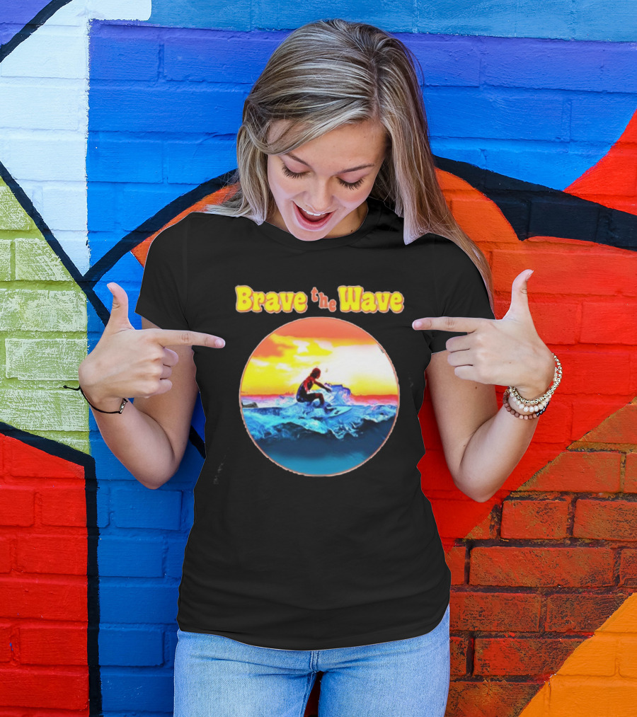 Brave The Wave Surfer At Sunset T-Shirt
