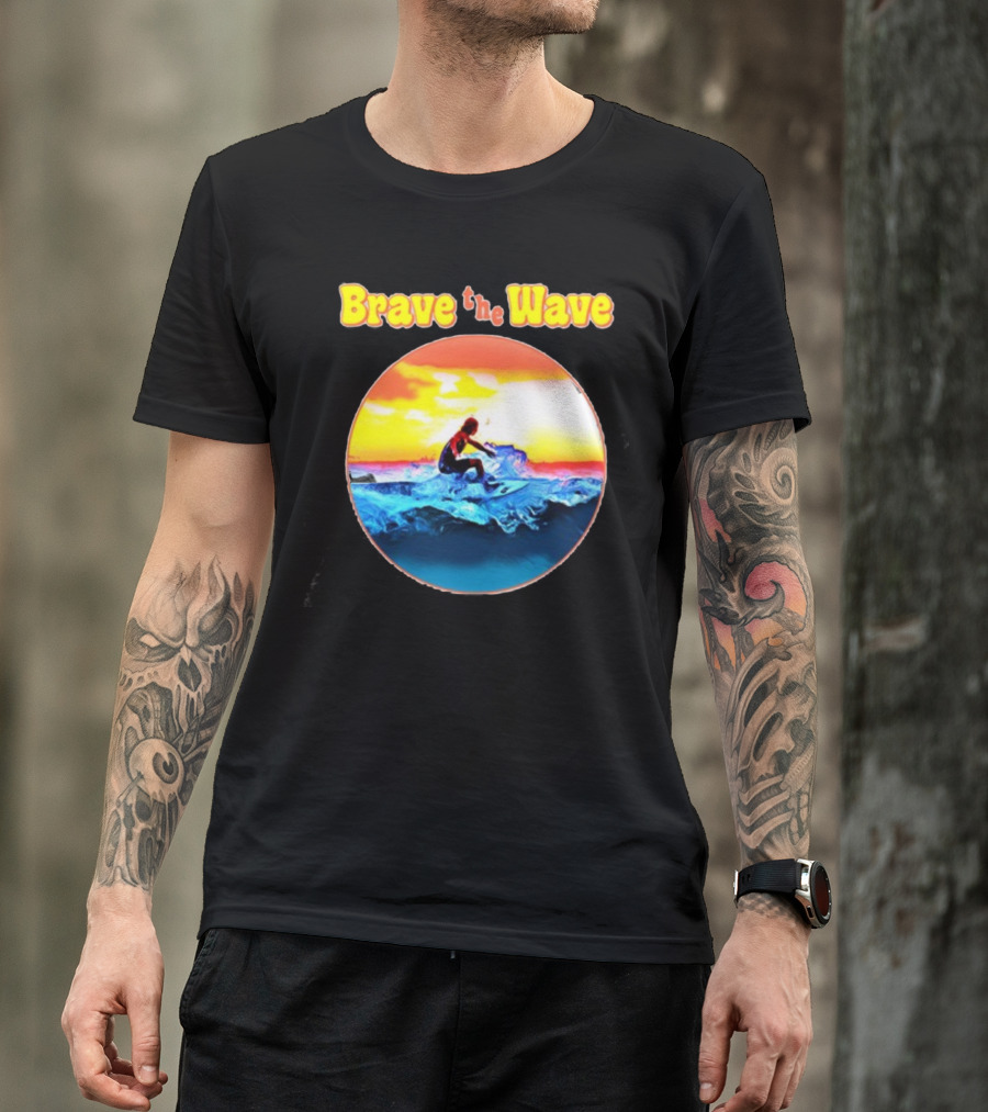 Brave The Wave Surfer At Sunset T-Shirt