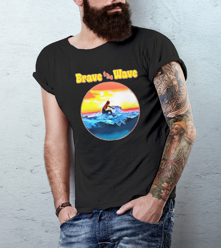 Brave The Wave Surfer At Sunset T-Shirt