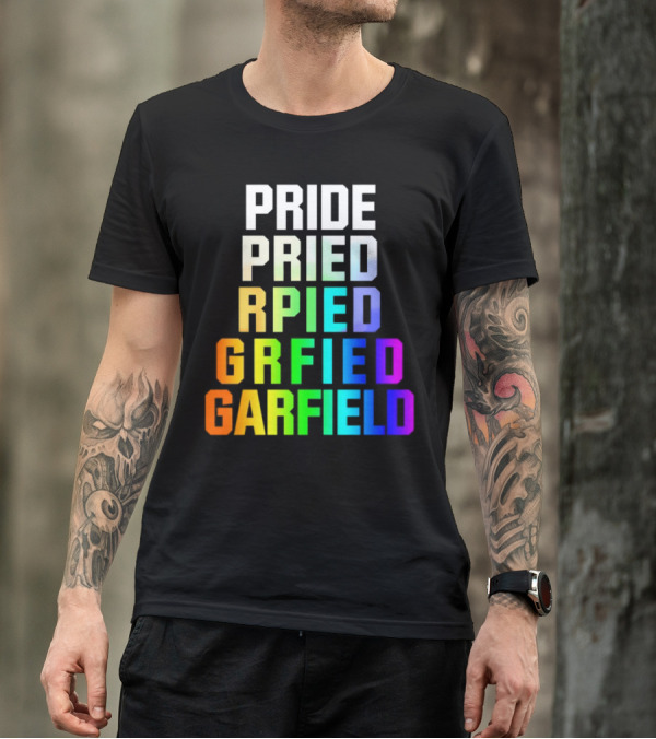 Pride Rainbow Garfield Parody Text Evolution T-Shirt
