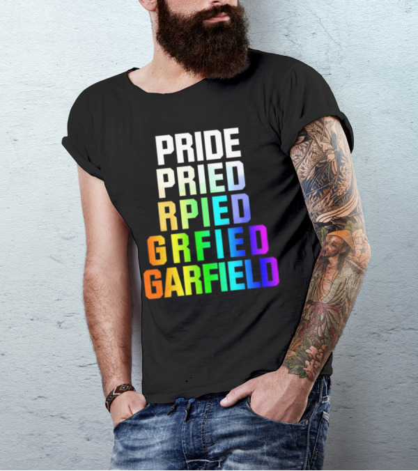 Pride Rainbow Garfield Parody Text Evolution T-Shirt