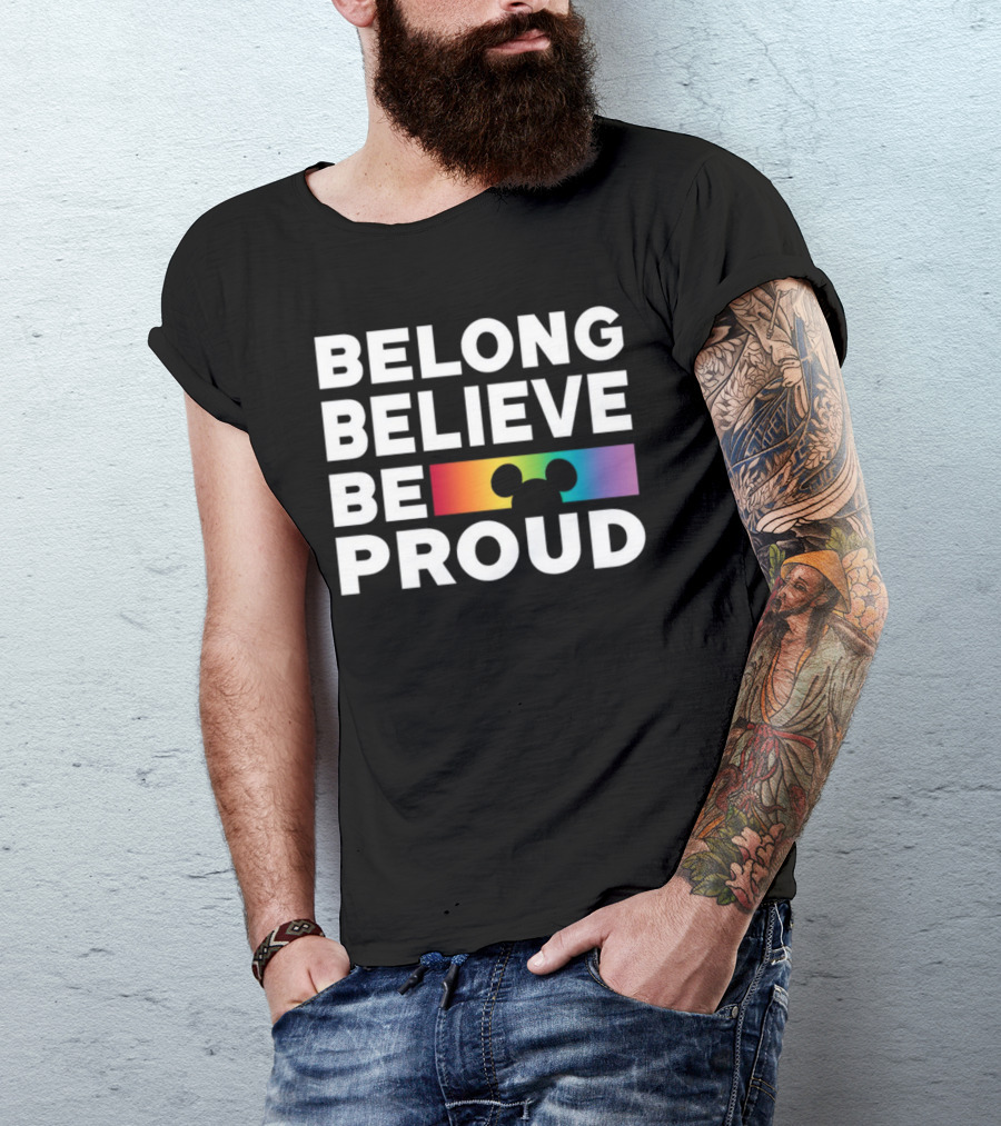 Belong Believe Be Proud Rainbow Mickey T-Shirt