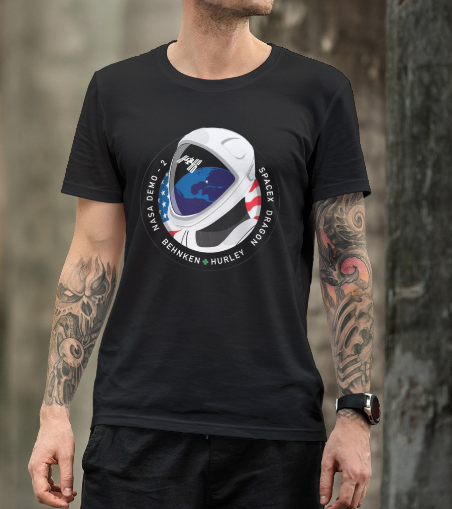 NASA Demo-2 SpaceX Dragon Behnken Hurley Helmet Patch T-Shirt