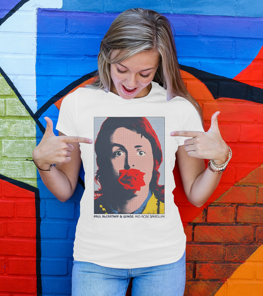 Paul McCartney And Wings Red Rose Speedway Pop Art Pixel Photo T-Shirt