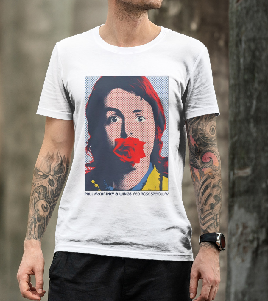 Paul McCartney And Wings Red Rose Speedway Pop Art Pixel Photo T-Shirt