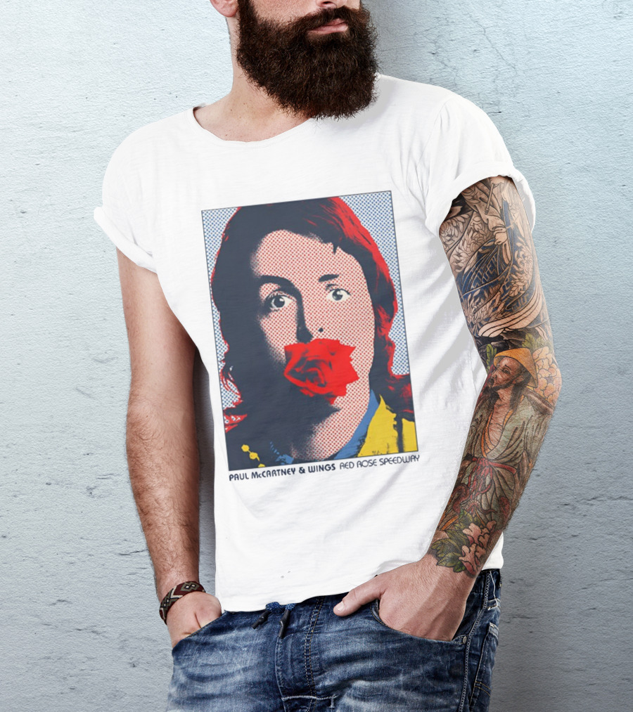 Paul McCartney And Wings Red Rose Speedway Pop Art Pixel Photo T-Shirt
