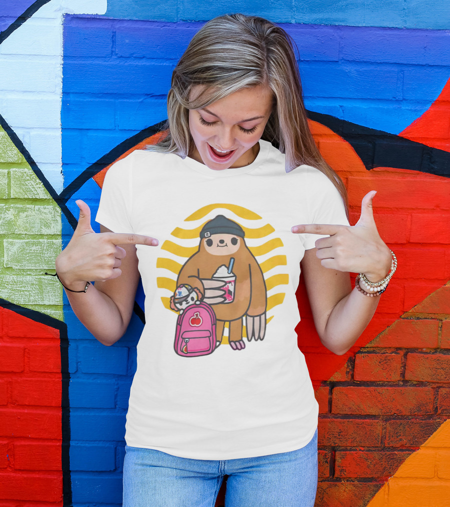 Toca Boca New Custom Prints Store Backpack Sloth With Drink And Hat Ripple T-Shirt