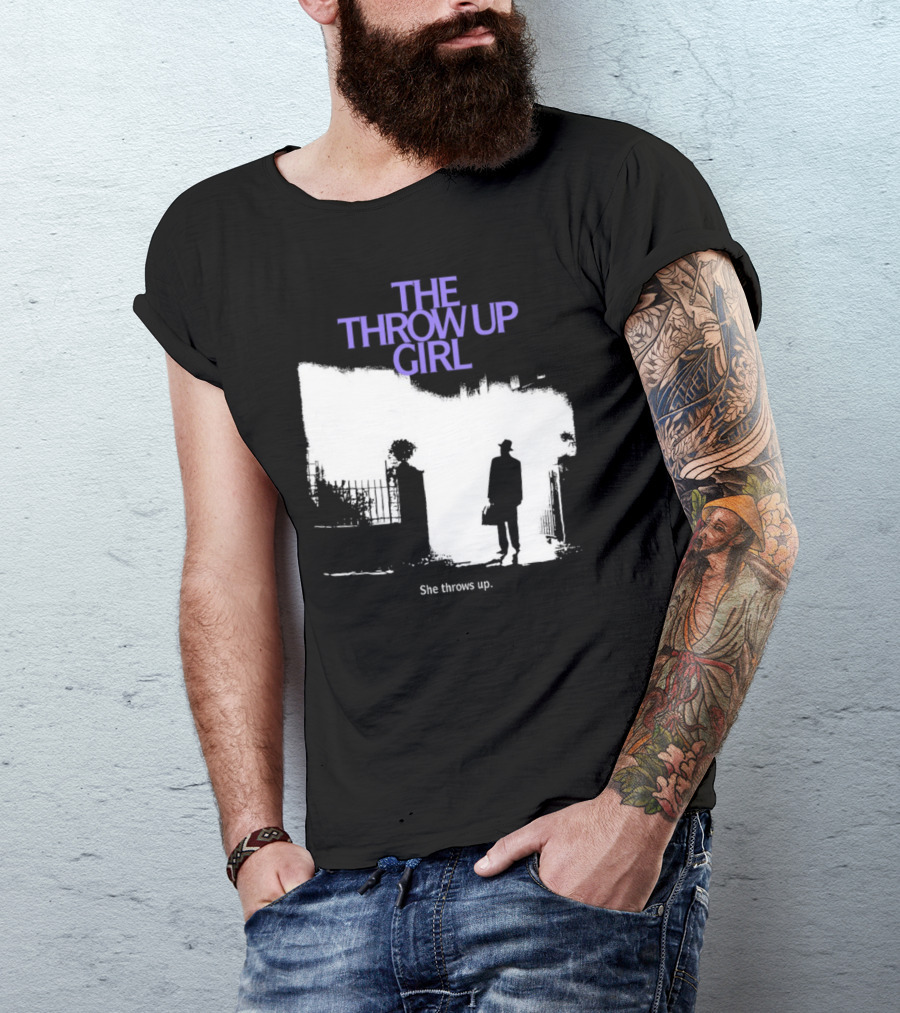 The Throw Up Girl She Throws Up Silhouette Against Gate Background T-Shirt