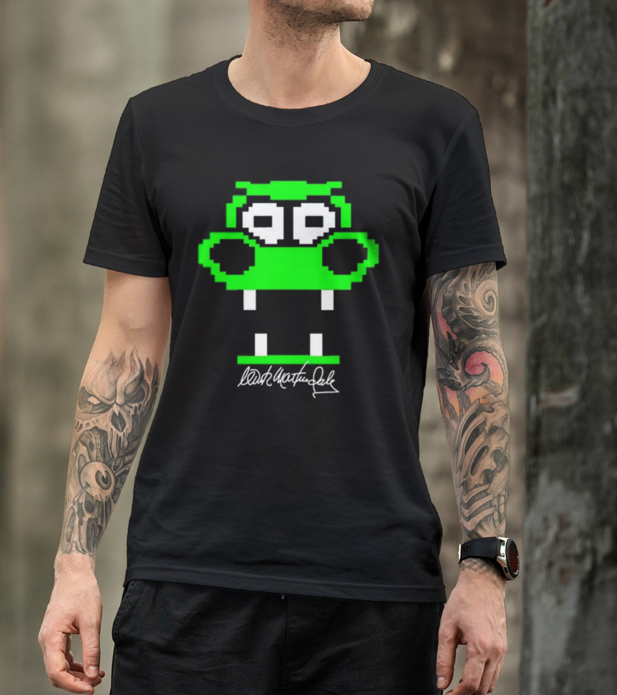Tic Tac Dough Dragon Wink Martindale Signature Pixelated Green Face T-Shirt
