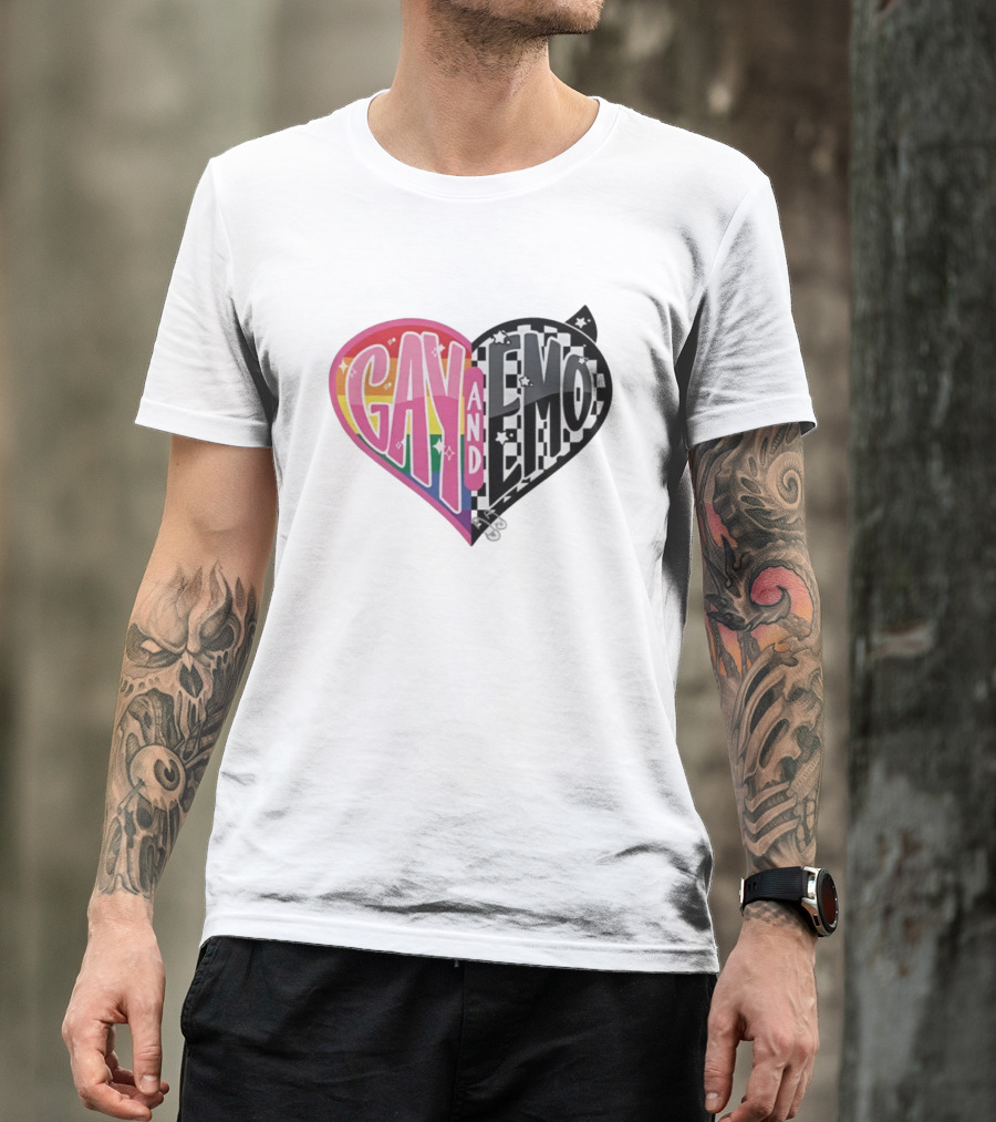 Jessie Paege Gay And Emo Heart Rainbow Checkerboard T-Shirt