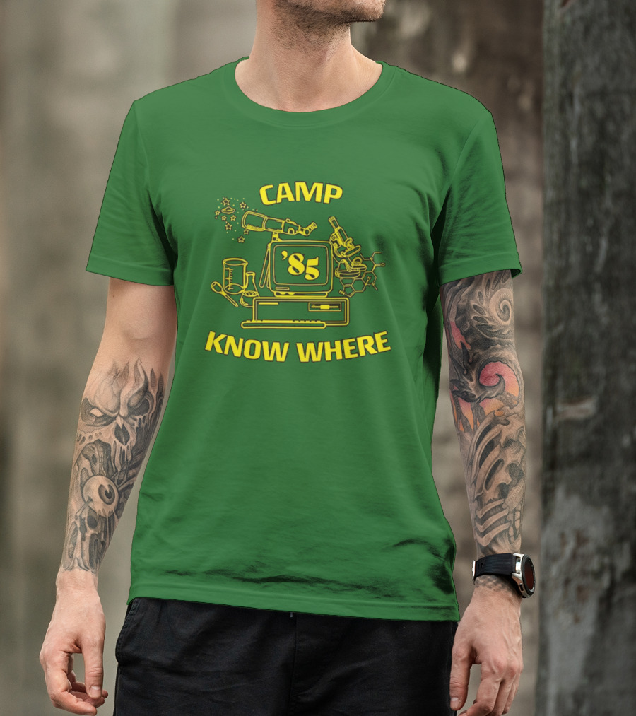 Camp Know Where '85 Science Computer Microscope Telescope Chemistry T-Shirt