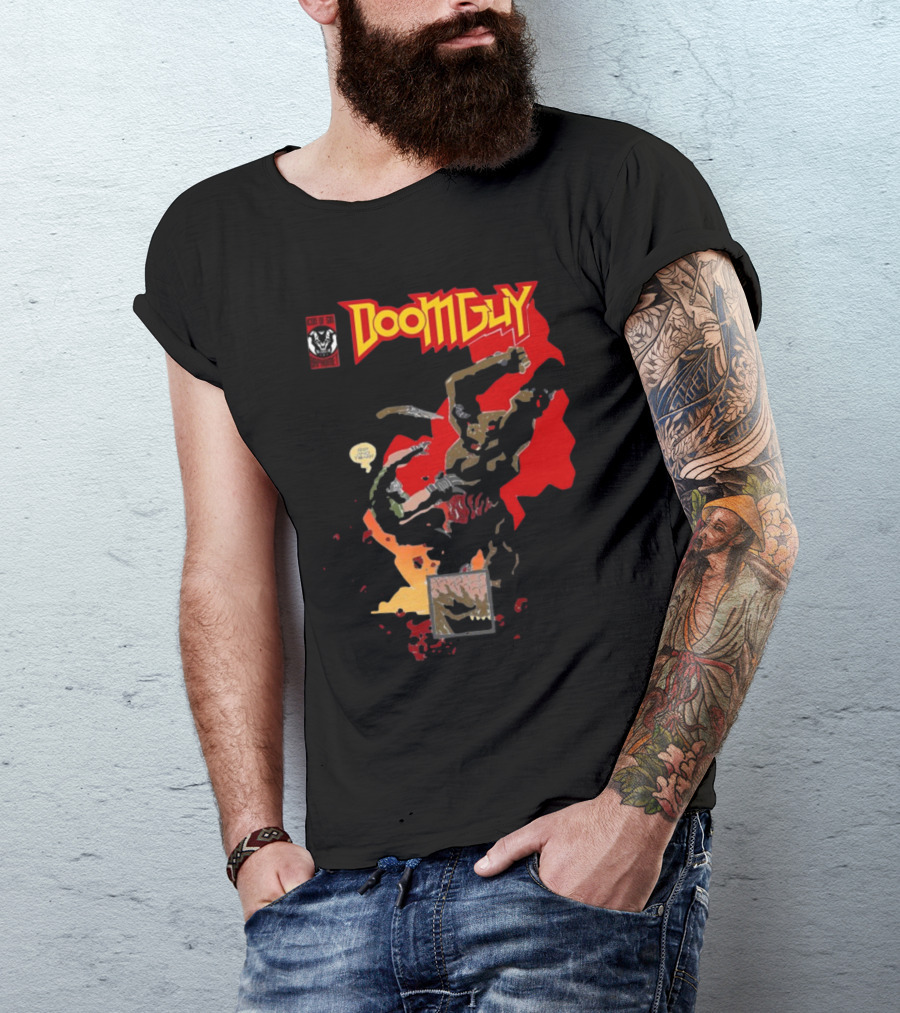 Doomguy The Shores Of Hell Demon Battle Comic T-Shirt