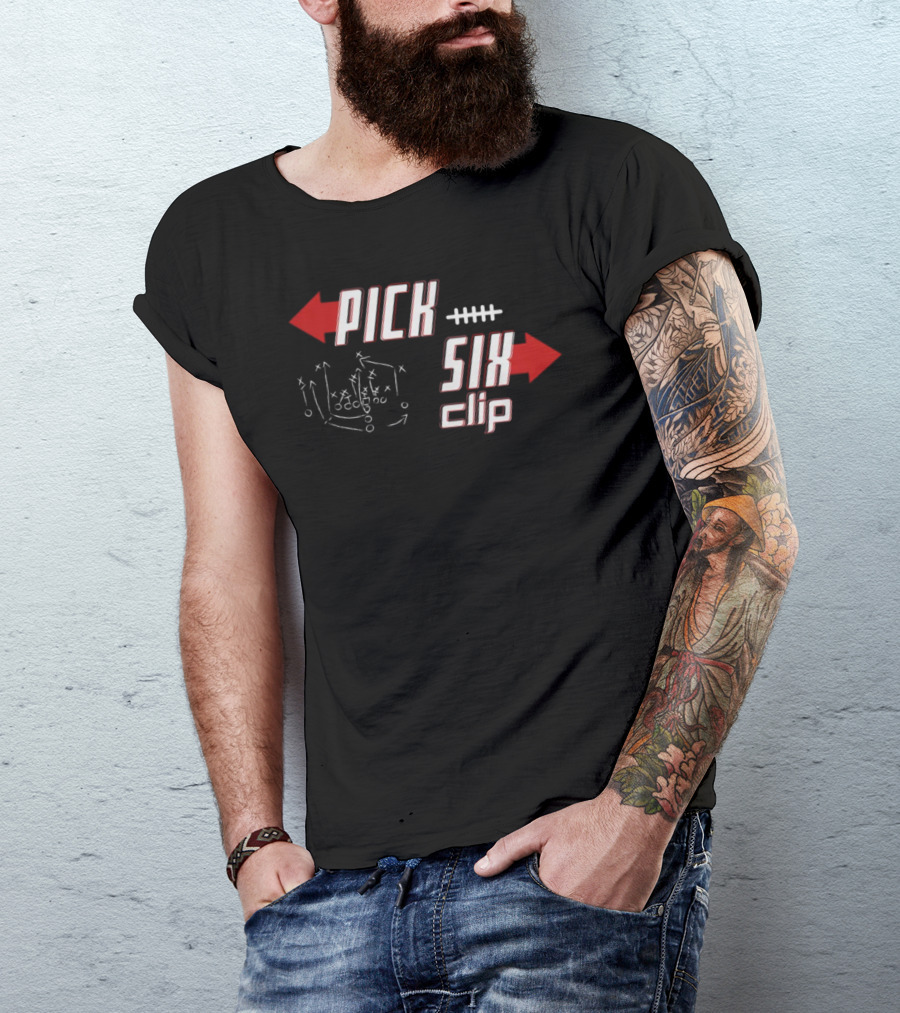 Pick Six Clip Football Play Diagram T-Shirt