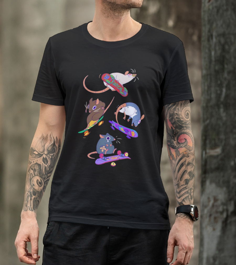 Kay Ratical Skateboarding Rats Colorful Boards T-Shirt