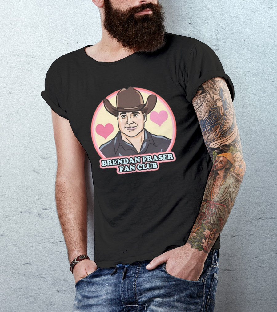 Brendan Fraser Fan Club Cowboy Hat Heart T-Shirt