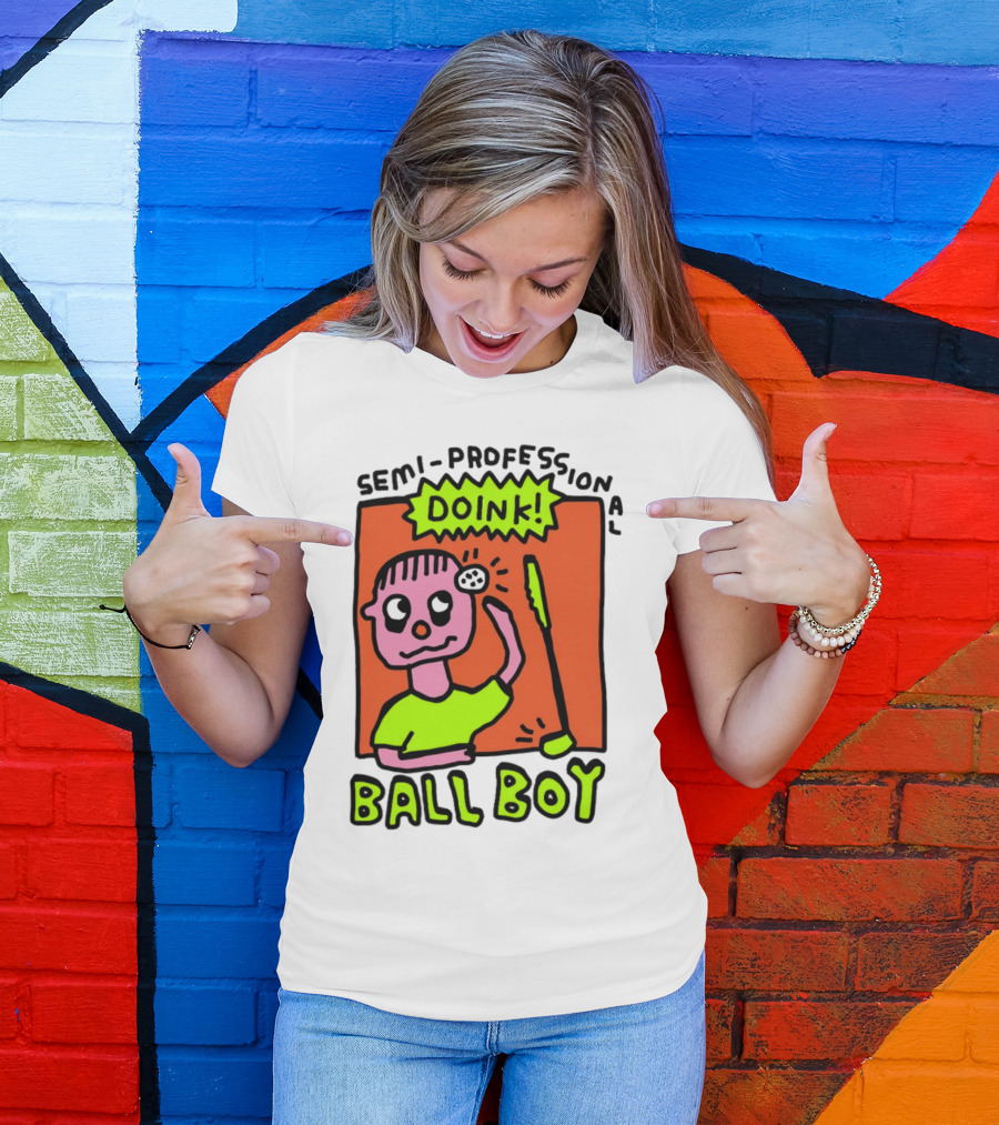 Semi-Professional Doink Ball Boy Comic Character With Club And Speech Bubble T-Shirt