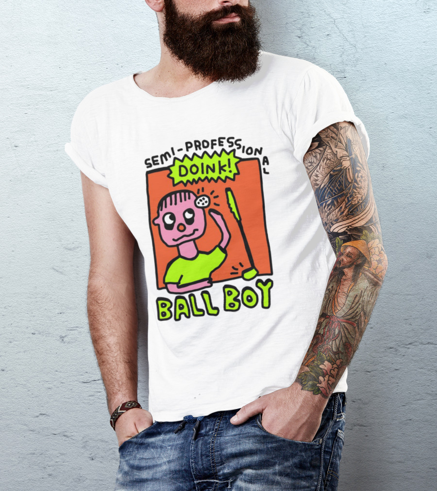 Semi-Professional Doink Ball Boy Comic Character With Club And Speech Bubble T-Shirt