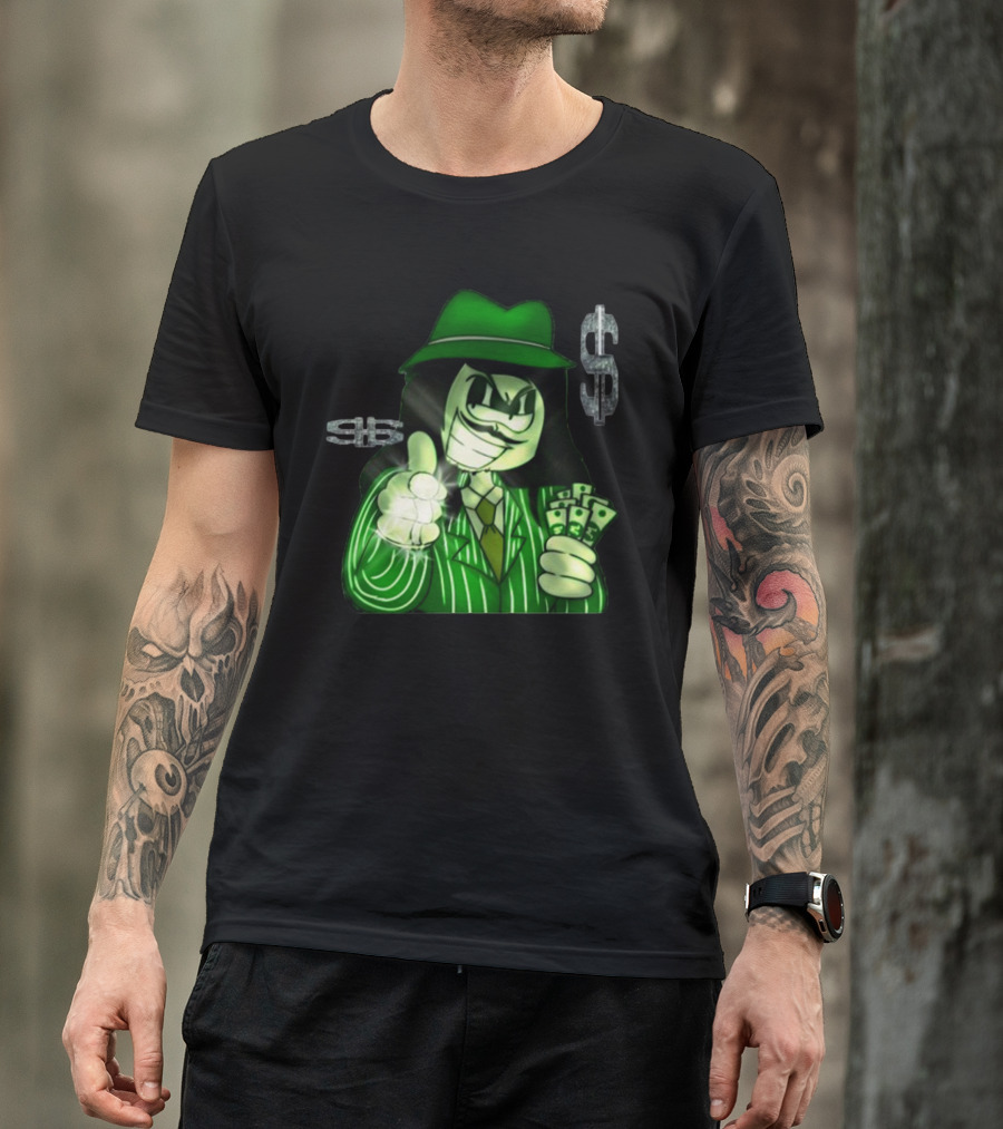 Green Gangsta Spongewhang With Money And Dollar Signs T-Shirt