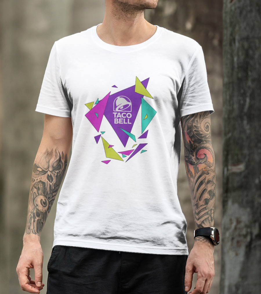 Taco Bell Logo Neon Geometric Shapes T-Shirt