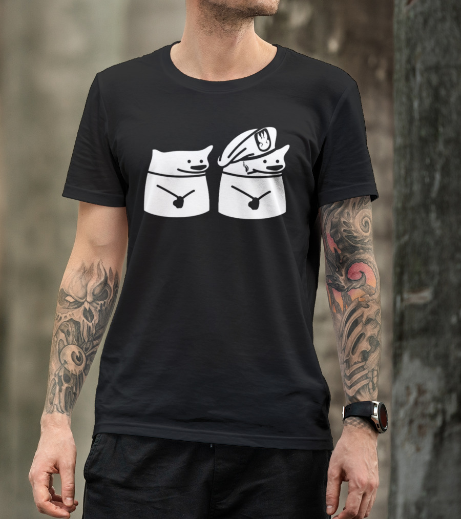Nafo Ofan Fella Meme Character Pair In Officer Hat T-Shirt