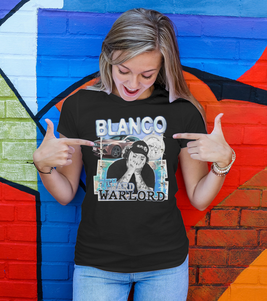 Blanco 7Thward Warlord Money Car Skull Tattoo Barbed Wire Aesthetic T-Shirt