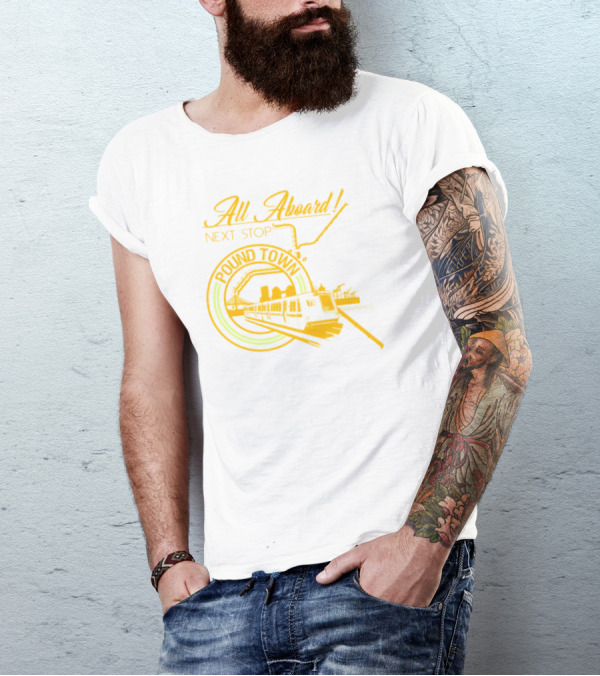 All Aboard Next Stop Pound Town Train City Skyline T-Shirt