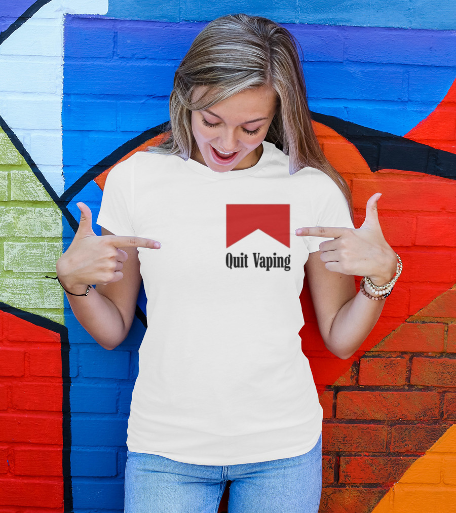 Quit Vaping Be A Man Red Triangle Message T-Shirt