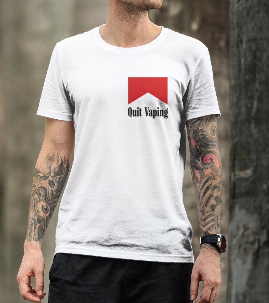 Quit Vaping Be A Man Red Triangle Message T-Shirt