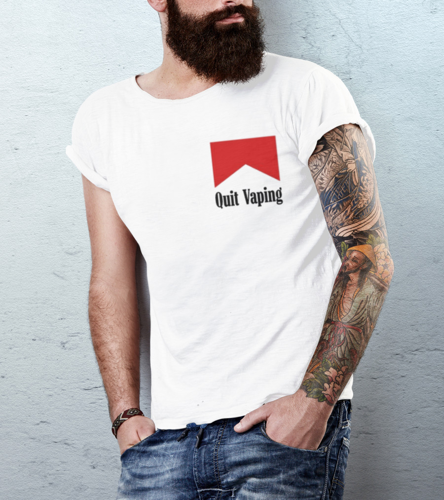Quit Vaping Be A Man Red Triangle Message T-Shirt
