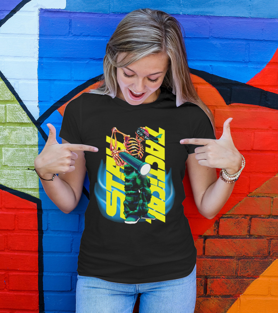 Stay Tactical Neon Skeleton Graffiti T-Shirt