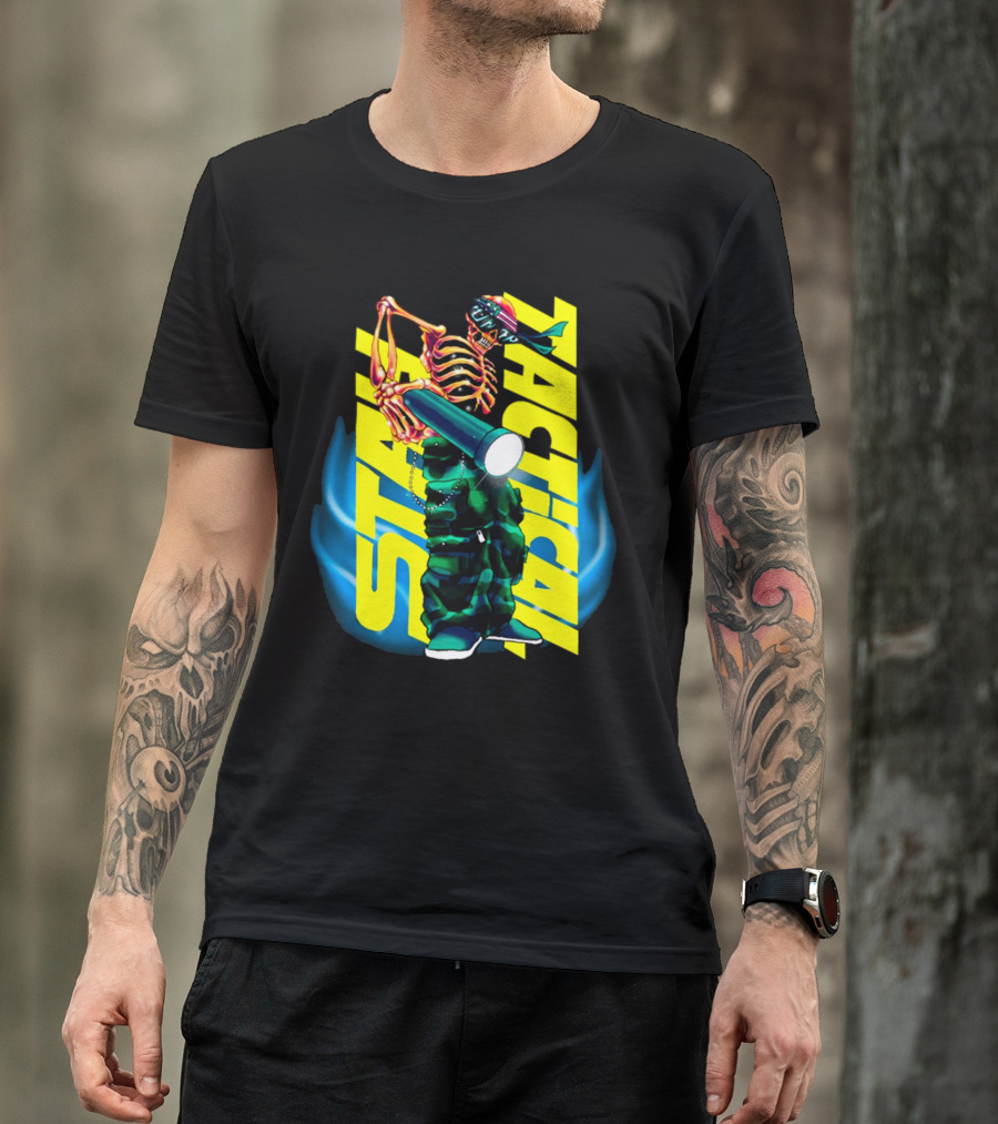Stay Tactical Neon Skeleton Graffiti T-Shirt