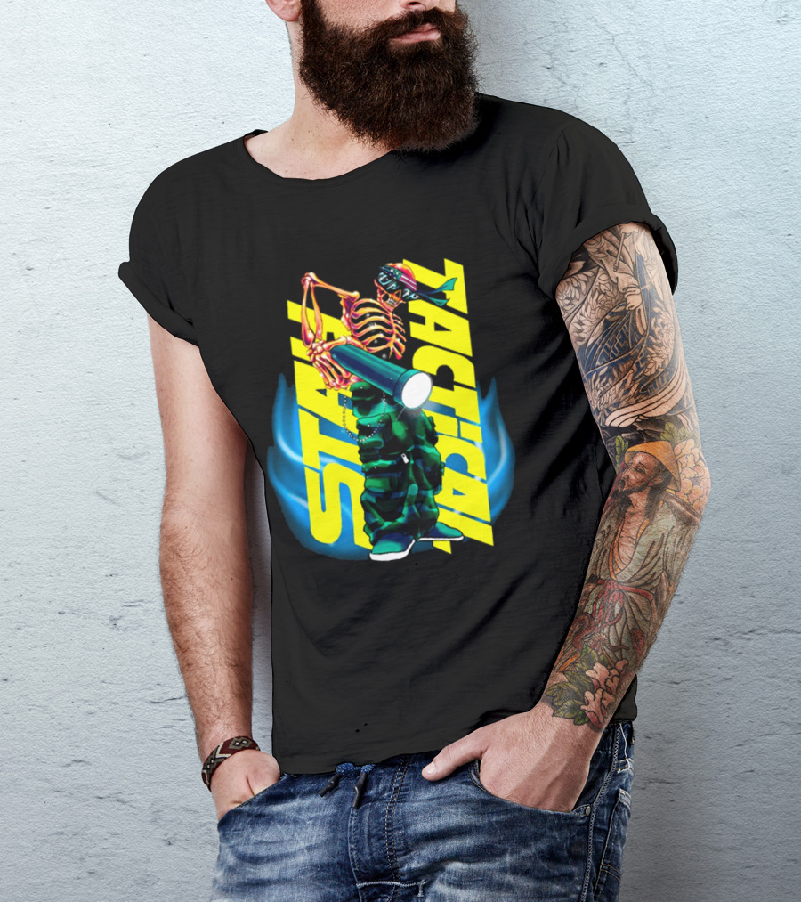 Stay Tactical Neon Skeleton Graffiti T-Shirt