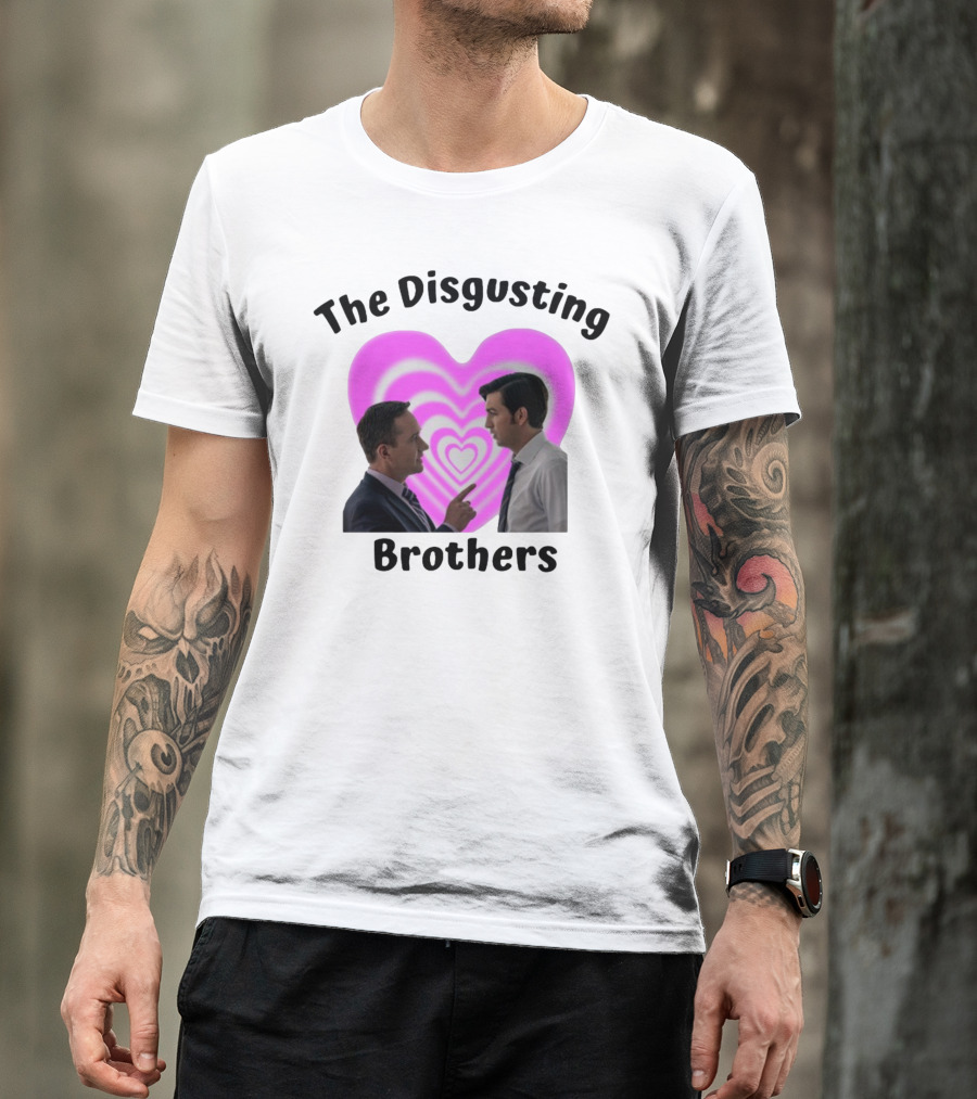The Disgusting Brothers Succession Parody With Heart Background T-Shirt