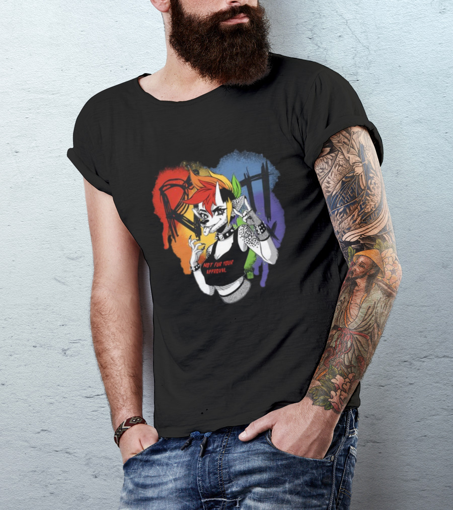 Jtwusky Riot Rainbow Hyena Not Fur Your Approval Punk T-Shirt