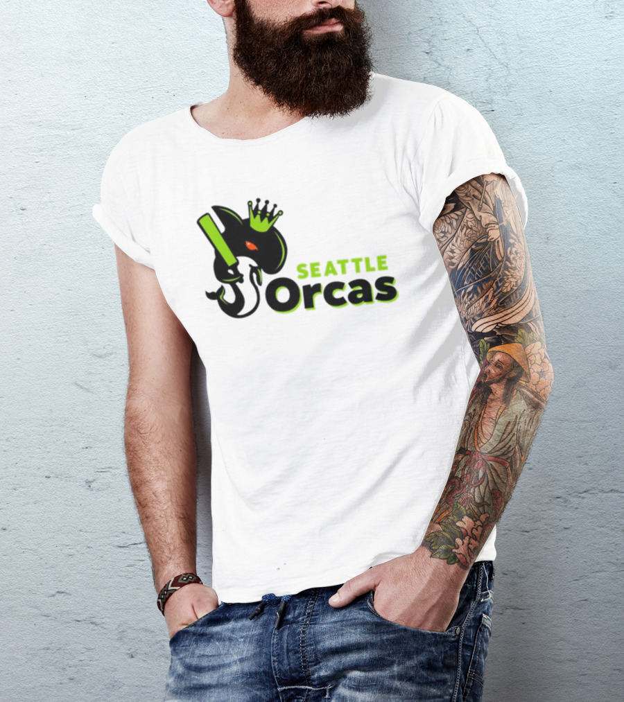 Franklin Leonard Seattle Orcas Crowned Orca With Bat T-Shirt