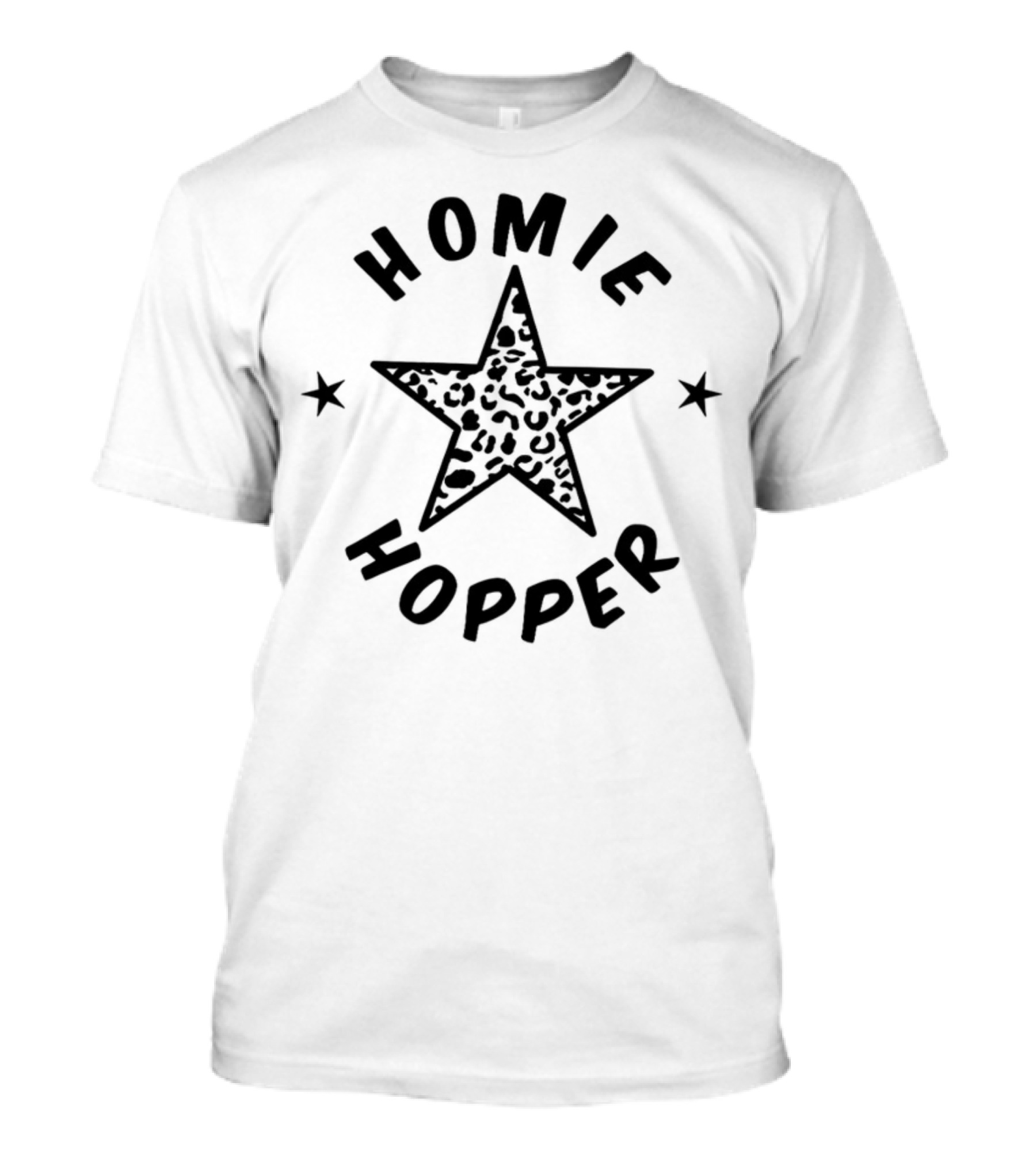 Baddie Wearing Pink Homie Hopper Leopard Star T-Shirt