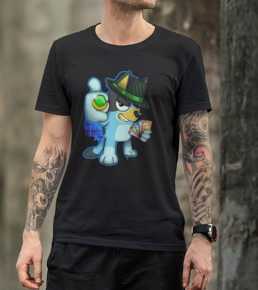 Bluepin Poker Dog With Fedora And Gem در Poker Cards T-Shirt
