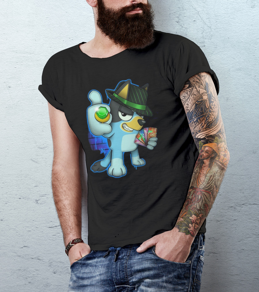 Bluepin Poker Dog With Fedora And Gem در Poker Cards T-Shirt