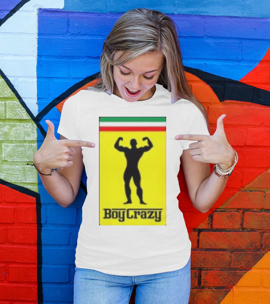 Boy Crazy Italia Bodybuilding Silhouette Italian Flag T-Shirt