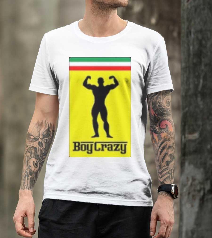 Boy Crazy Italia Bodybuilding Silhouette Italian Flag T-Shirt
