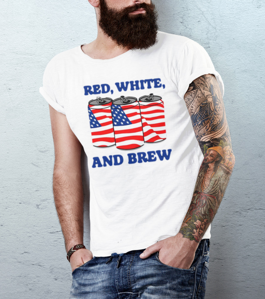 Red White And Brew Middleclassfancy American Flag Cans T-Shirt