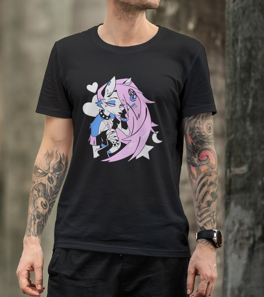 Trans Colored Loona Pastel Goth Aesthetic With Heart And Star Symbols T-Shirt